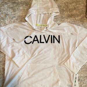 Calvin Klein White Womens Hooded  lightweight topwith CALVIN Logo